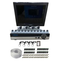 NATHANS Paket 16 Channel Camera AHD 1.0MP + Kabel RG6 + Power Dan LED Monitor