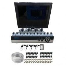 NATHANS Paket 16 Channel Camera AHD 1.0MP + Kabel RG6 + Power Dan LED Monitor