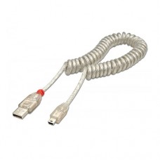 LINDY USB2.0 A/M to MiniB/M Transparent Coiled Cable, 2m  [31925]