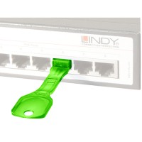 LINDY RJ-45 Port Block (1 Key + 10 Port Blockers), Green [40472]