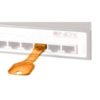 LINDY RJ-45 Port Block (1 Key + 10 Port Blockers), Orange [40480]